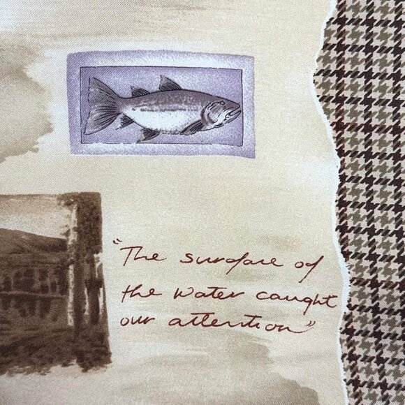 VINTAGE Ralph Lauren Outdoors Woodlands Poetry Silk Houndstooth Scarf - Picture 5 of 7